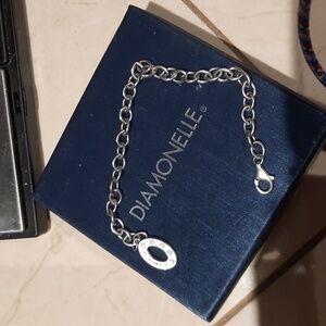 DIAMONELLE CZ ANNIVERSARY EDITION TENNIS BRACELET SOLID STERLING SILVER 7.5"